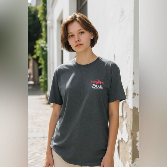 EUC Gildan Unisex Gray Graphic Cozumel T-Shirt - Size Small - Picture 3 of 6